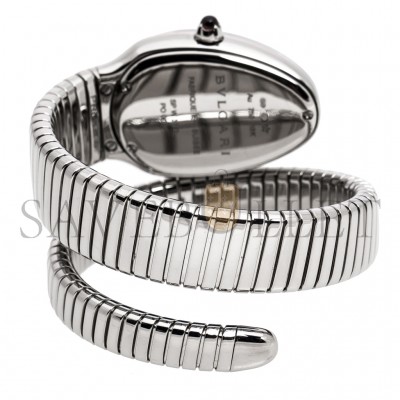 BVLGARI DIAMOND PAVE 18K WHITE GOLD SERPENTI TUBOGAS WOMEN'S WRIST 35MM WATCH 102005