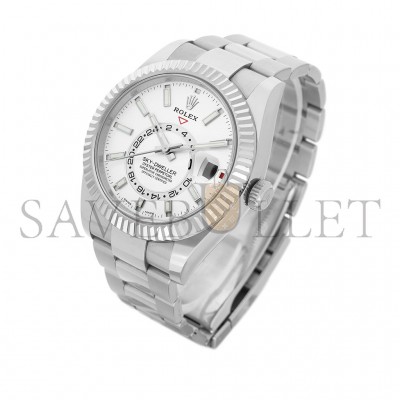 ROLEX SKY-DWELLER STAINLESS STEEL ANNUAL CALENDAR DUAL TIME ZONE WRISTWATCH WITH WHITE GOLD 40MM 326934