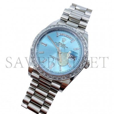 ROLEX DAY-DATE PLATIN BAUGETTE DIAMONDS 40MM WATCH 228396TBR