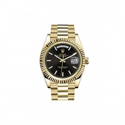 ROLEX DAY-DATE GOLD RING BLACK FACE 40MM WATCH 228238-0007