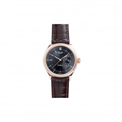 ROLEX CELLINI DATE BLACK DIAL IN EVEROSE GOLD 40MM WATCH 50515