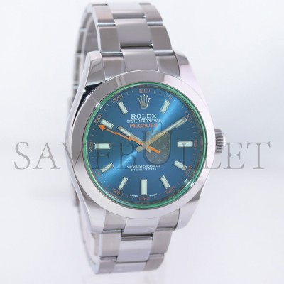 ROLEX OYSTER PERPETUAL MILGAUSS BLUE DIAL 40MM WATCH 116400GV