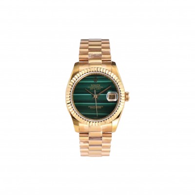 ROLEX DATEJUST YELLOW GOLD MALACHITE DIAL 26MM WATCH 69178