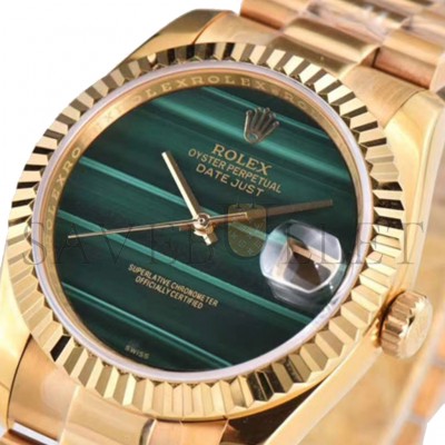 ROLEX DATEJUST YELLOW GOLD MALACHITE DIAL 26MM WATCH 69178