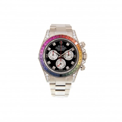 ROLEX DAYTONA RAINBOW SAPPHIRE 18K WHITE GOLD 40MM WATCH 116599RBOW-0003