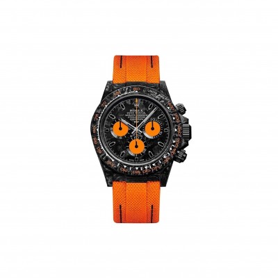 ROLEX DAYTONA DIW CARBON SWISSREPLICA DIAL ORANGE STRAP 40MM WATCH CM002-15C