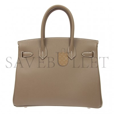 HERMES MASTER BIRKIN 30 TOGO LEATHER ELEPHANT GREY SILVER BUCKLE BAG BK3018EPSS (30*22*16cm)