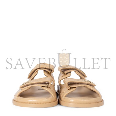 CHANEL LAMBSKIN QUILTED VELCRO DAD CHAIN CC SLIDE SANDALS 