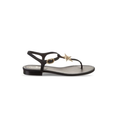 CHANEL LEATHER WOMEN’S SANDALS BLACK GOLD STARLIKE HARDWARE 