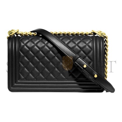 CHANEL LAMBSKIN QUILTED MEDIUM BOY FLAP GOLD HARDWARE A67086 (25*15*9cm)