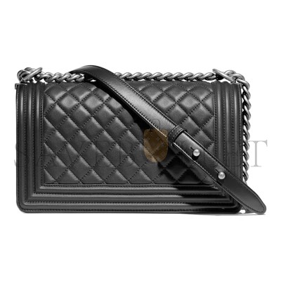 CHANEL LAMBSKIN QUILTED MEDIUM BOY FLAP SILVER HARDWARE A67086 (25*15*9cm)