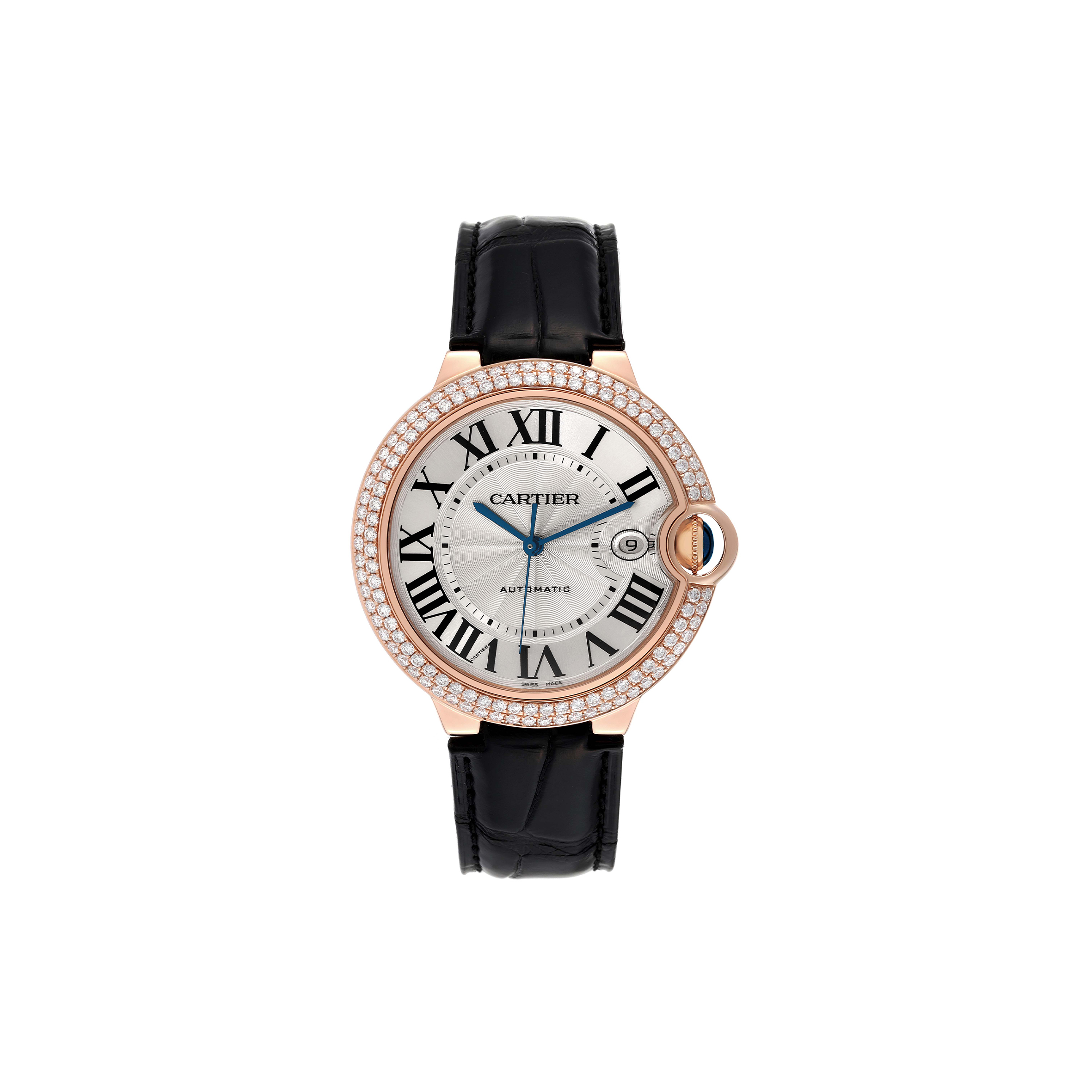 CARTIER BALLON BLEU 42 ROSE GOLD DIAMOND MENS 42MM WATCH WE900851