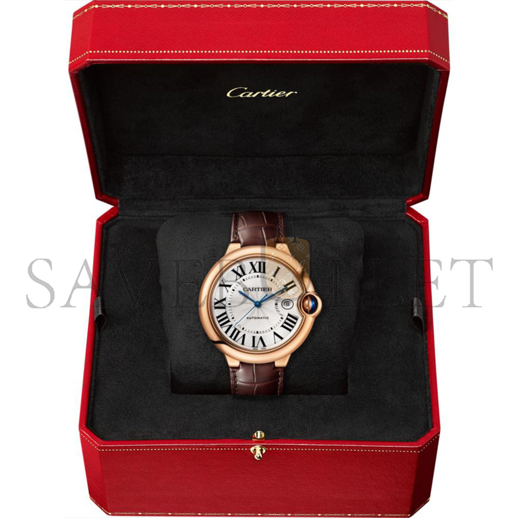 CARTIER BALLON BLEU DE MEN'S SILVER BROWN CARTIER 42MM WATCH WGBB0030