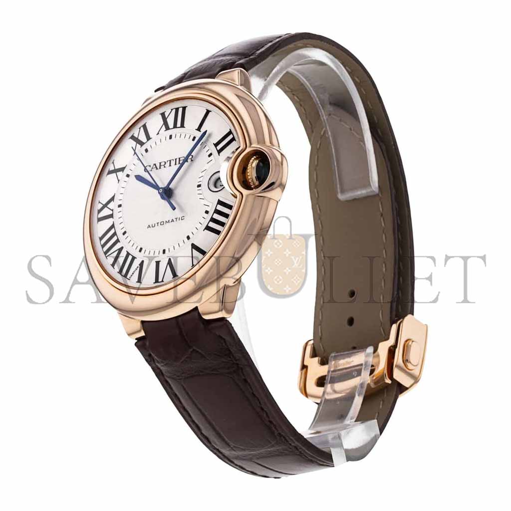 CARTIER BALLON BLEU DE MEN'S SILVER BROWN CARTIER 42MM WATCH WGBB0030
