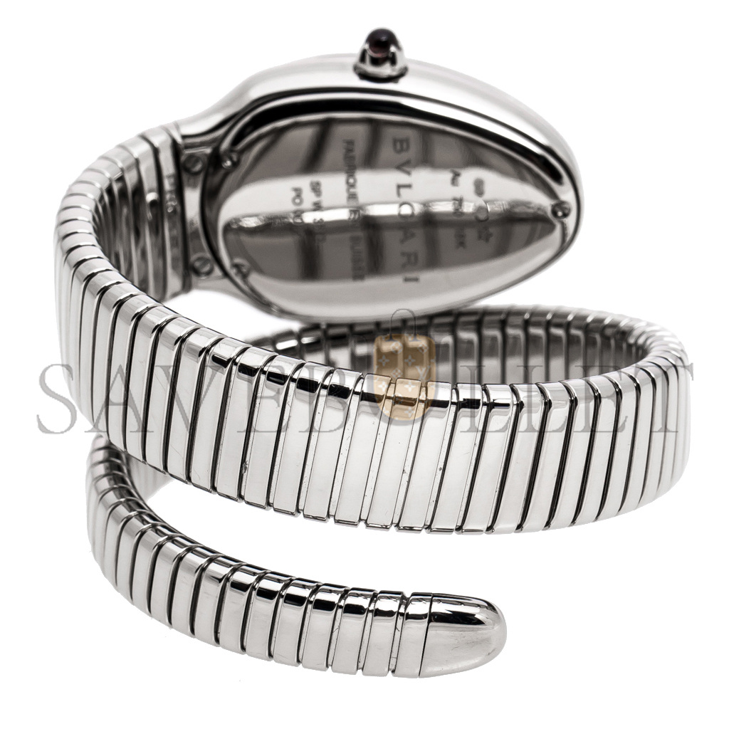 BVLGARI DIAMOND PAVE 18K WHITE GOLD SERPENTI TUBOGAS WOMEN'S WRIST 35MM WATCH 102005