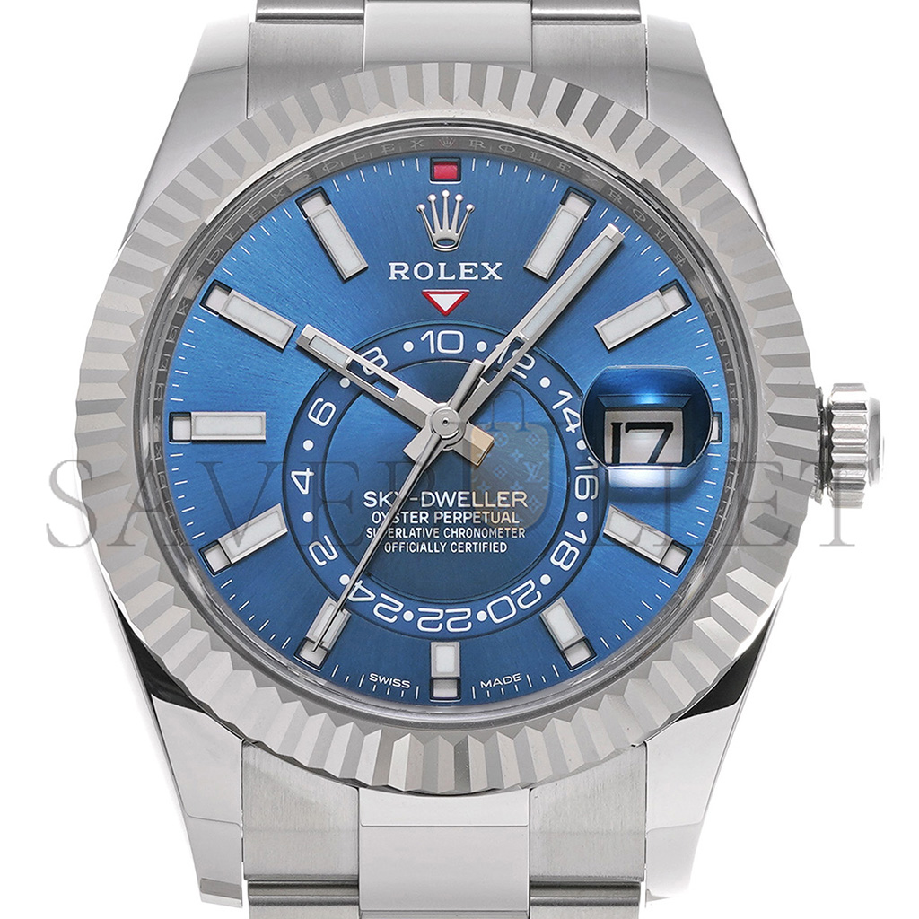 ROLEX SKY-DWELLER SERIES BRIGHT BLUE DIAL 42MM WATCH 326934