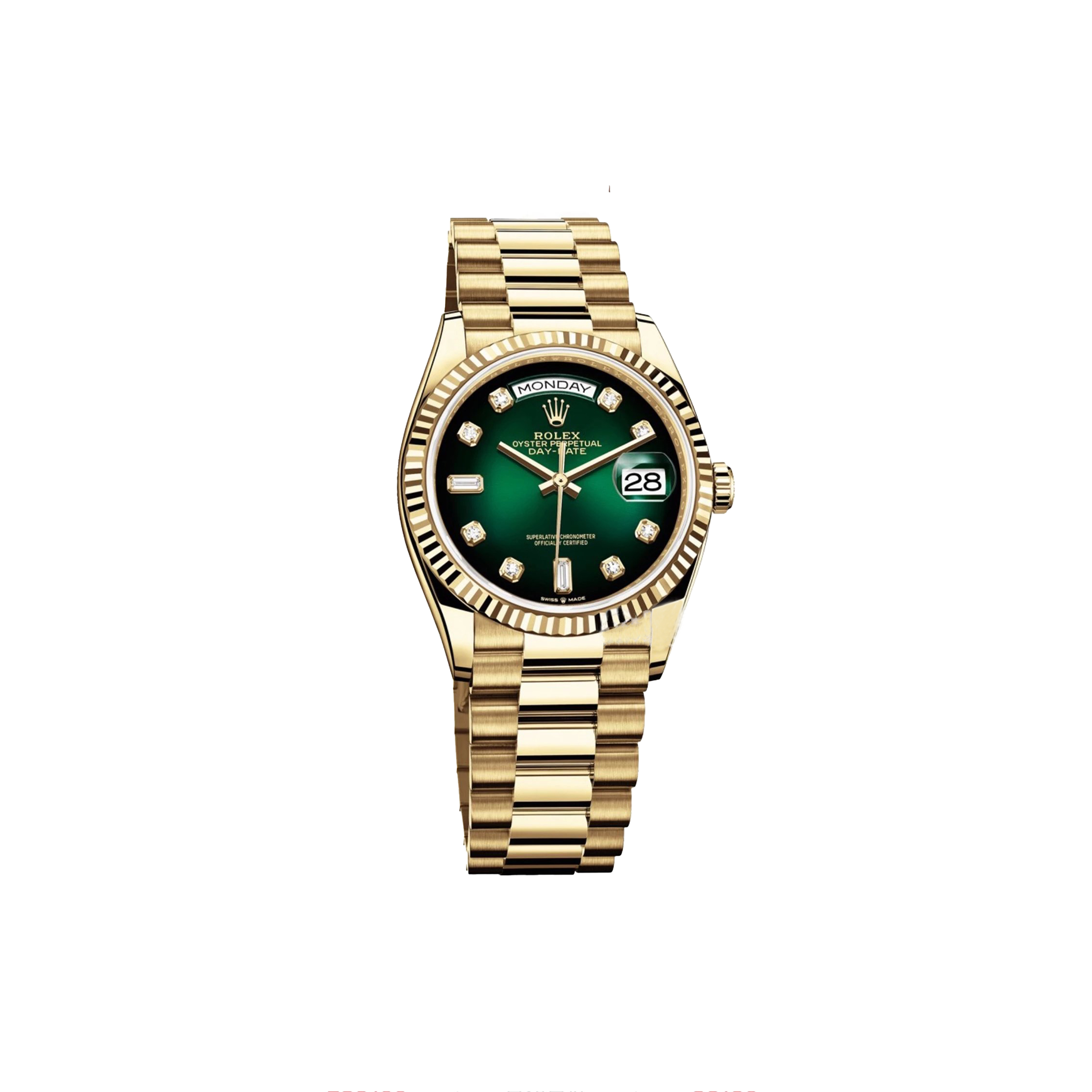 ROLEX DAY-DATE SERIES GOLD STEEL BAND 36MM WATCH 128238-0069