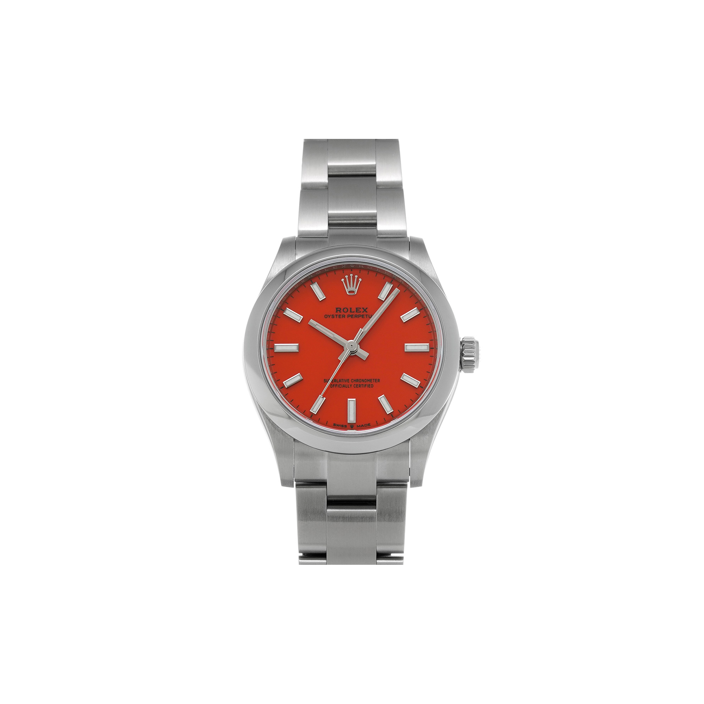 ROLEX OYSTER PERPETUAL CORAL RED 31MM WATCH 277200