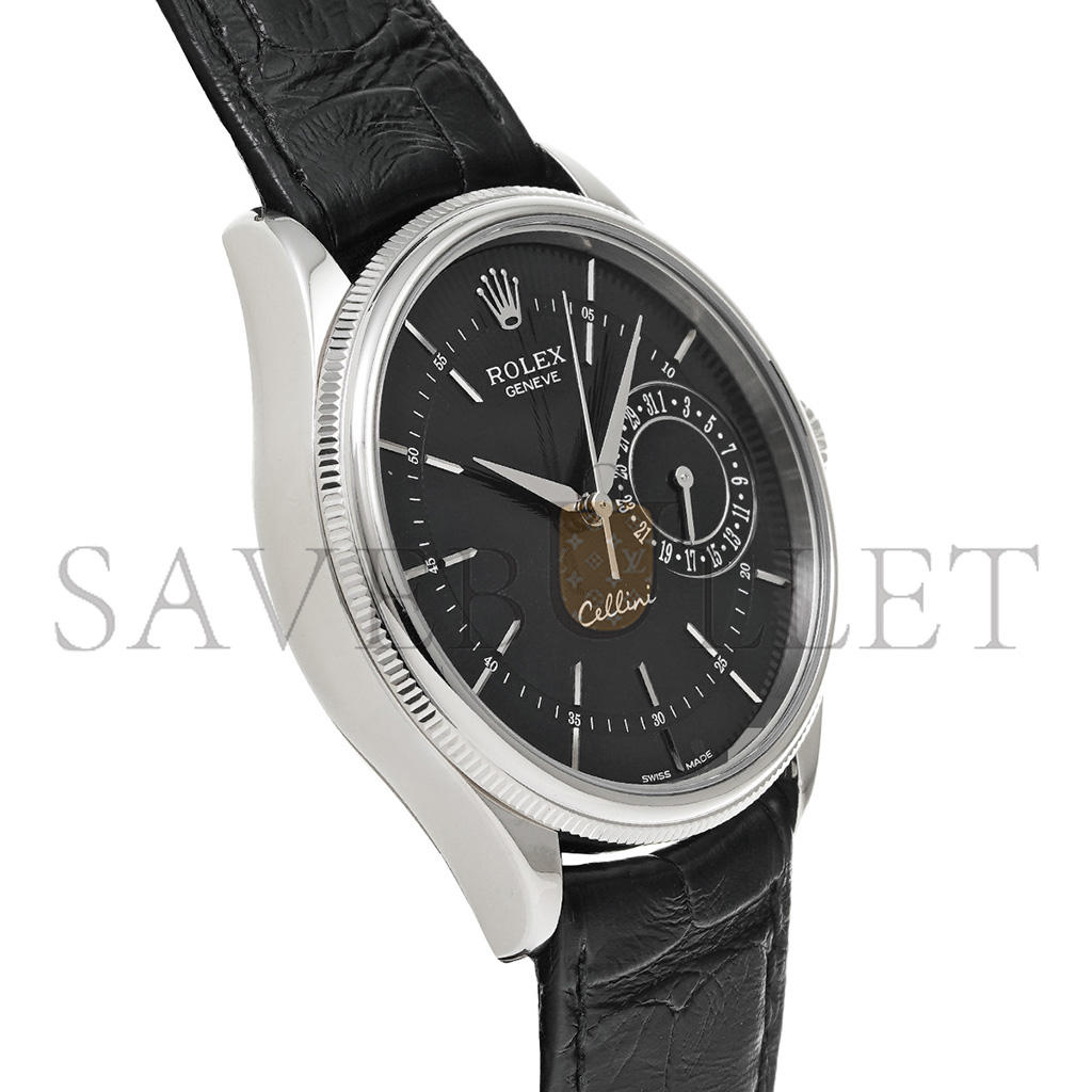 ROLEX CELLINI DAYTO BLACK 39MM WATCH 50519