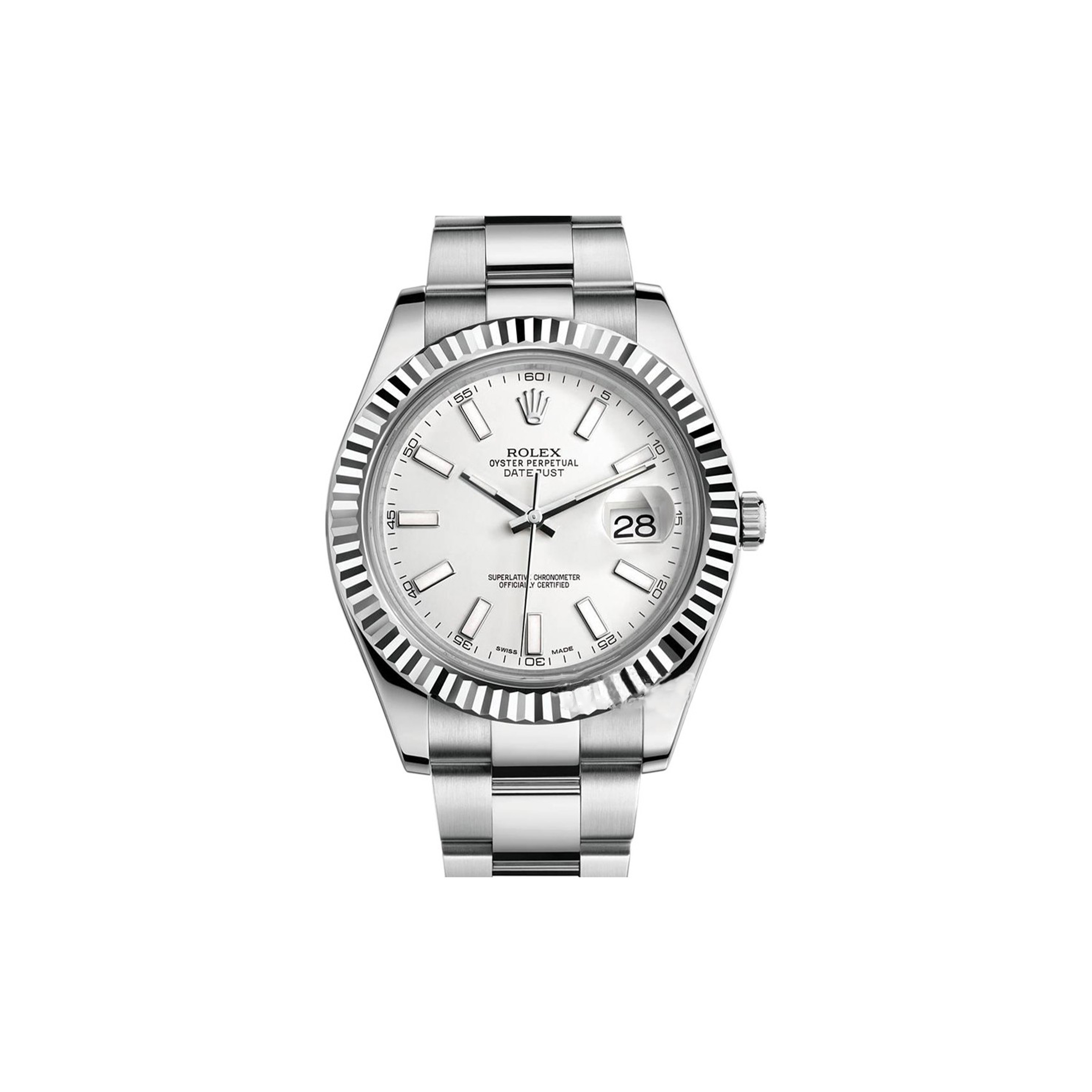 ROLEX DATEJUST SERIES SILVER DISC 41MM WATCH 116334-0010