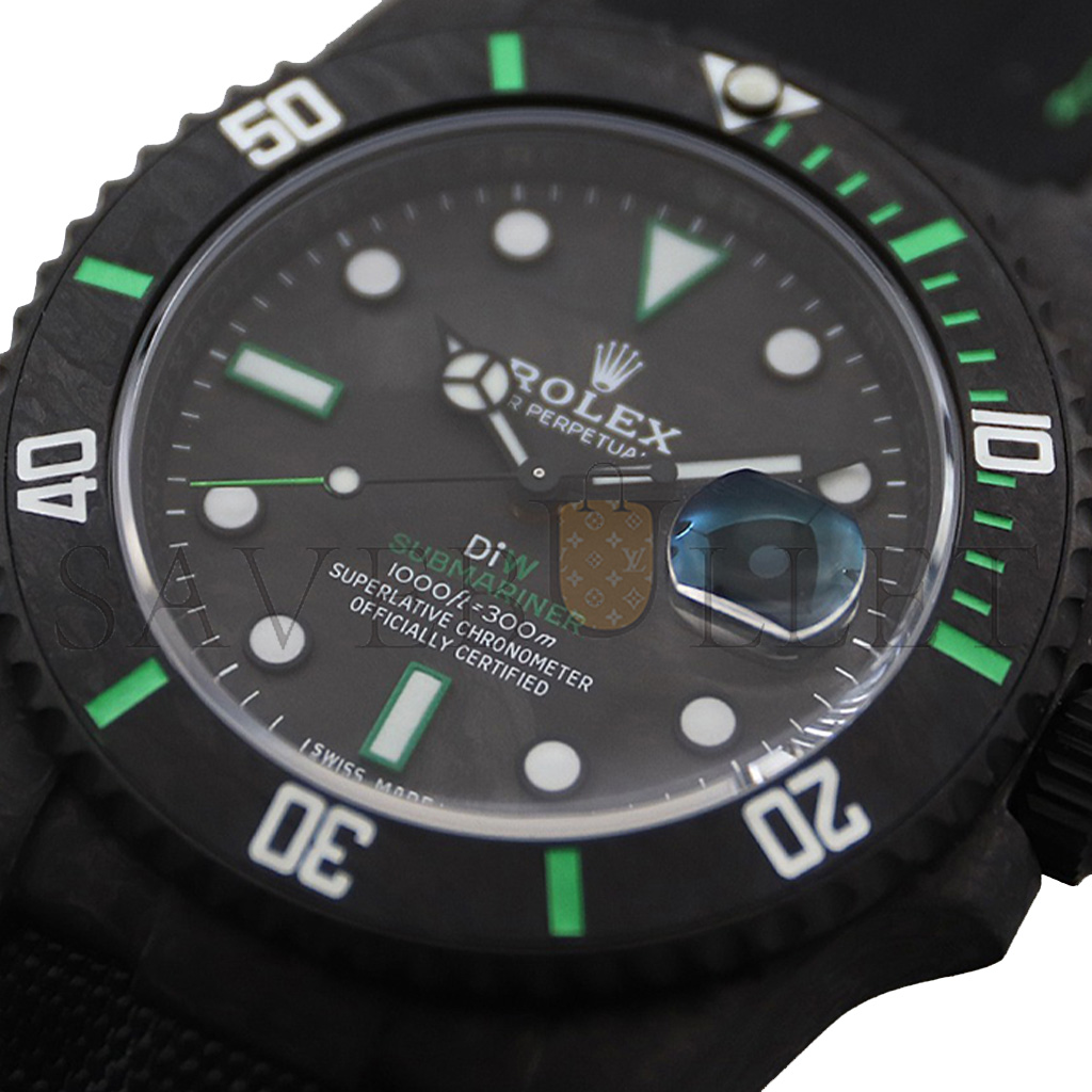 ROLEX SUBMARINER DIW CARBON GREEN 40MM WATCH 116610
