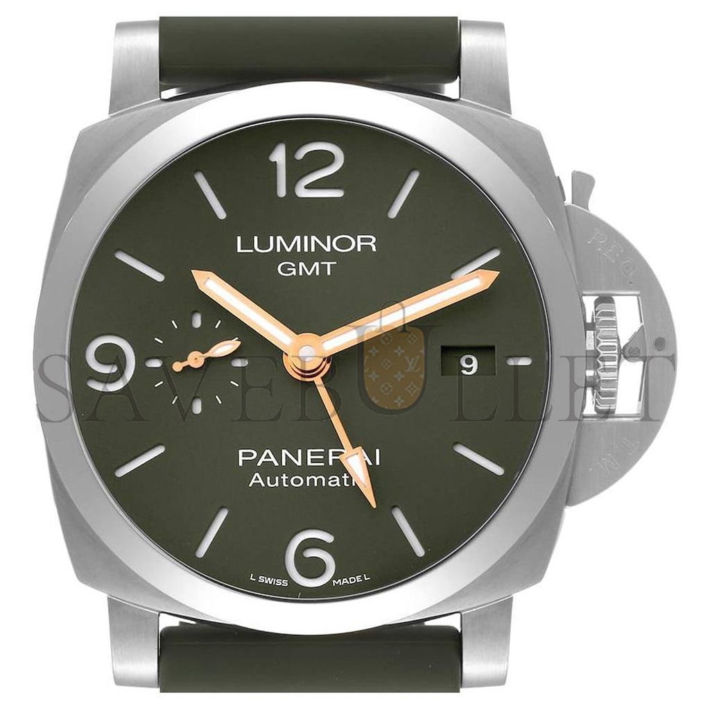 PANERAI LUMINOR 1950 GMT GREEN DIAL MS DHONI EDITION 44MM WATCH  PAM01056