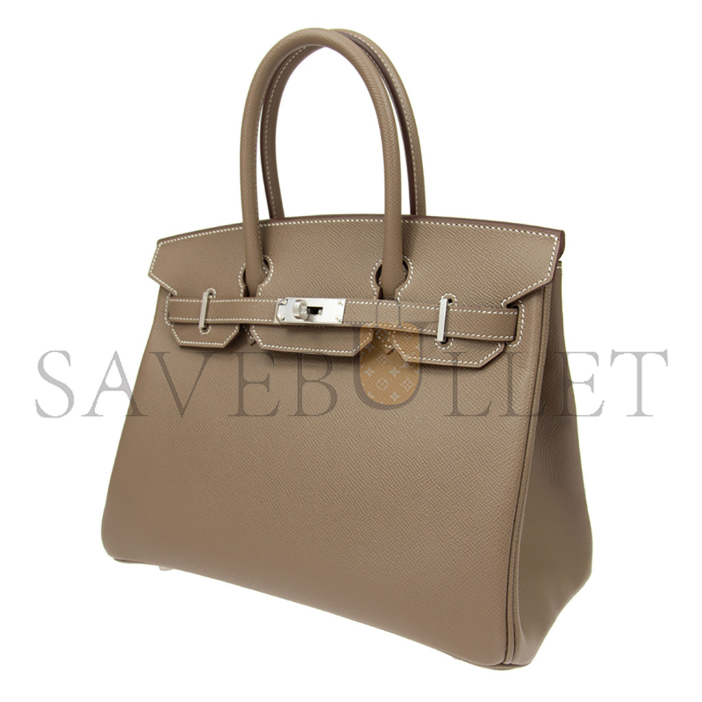 HERMES MASTER BIRKIN 30 TOGO LEATHER ELEPHANT GREY SILVER BUCKLE BAG BK3018EPSS (30*22*16cm)