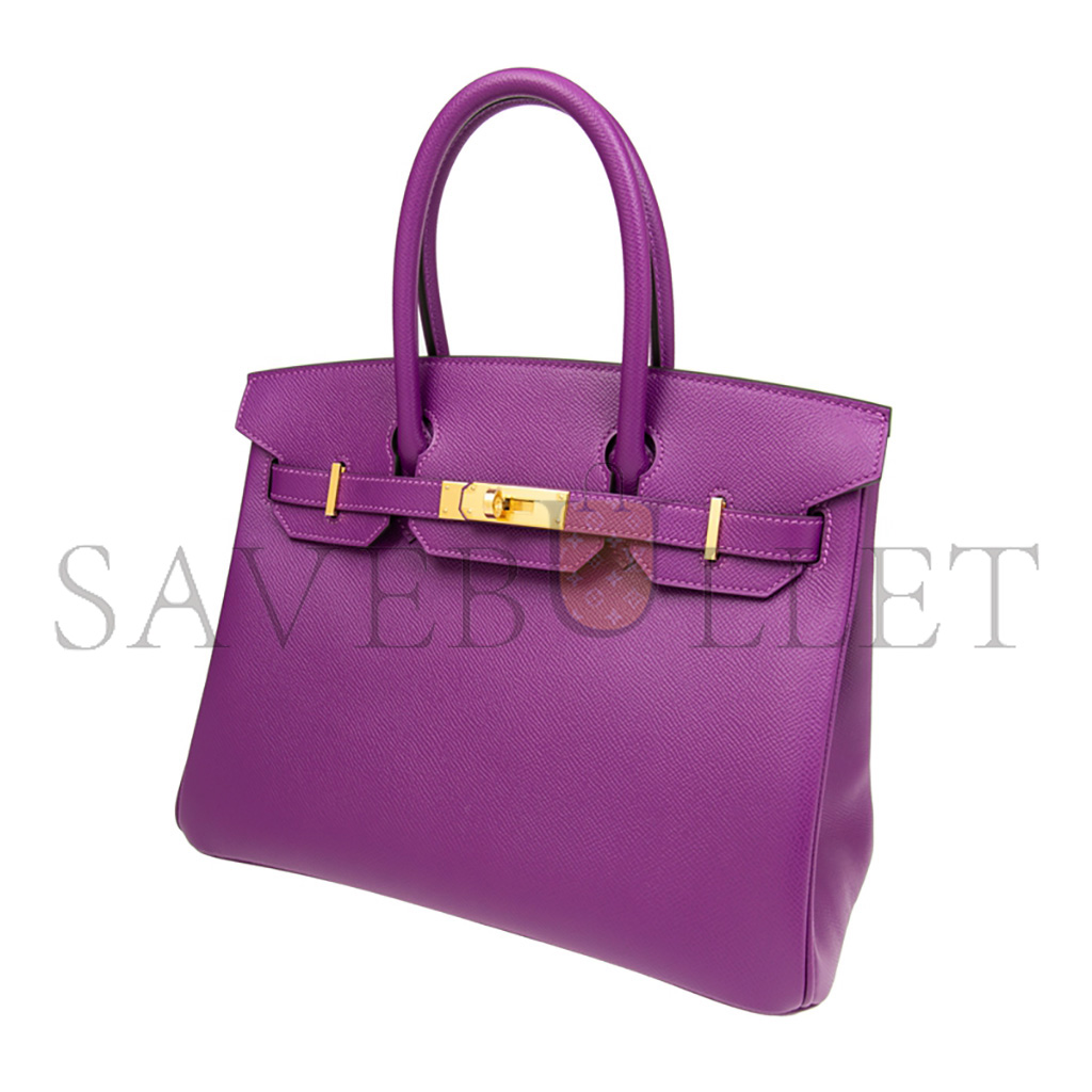 HERMES MASTER BIRKIN 30 EPSOM  LEATHER ANEMONE PURPLE GOLD BUCKLE BAG BK30P9EPGP (30*23*15cm)