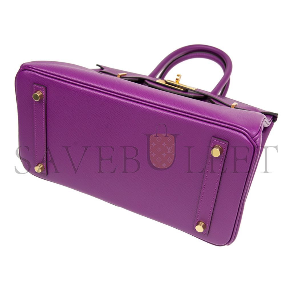HERMES MASTER BIRKIN 30 EPSOM  LEATHER ANEMONE PURPLE GOLD BUCKLE BAG BK30P9EPGP (30*23*15cm)