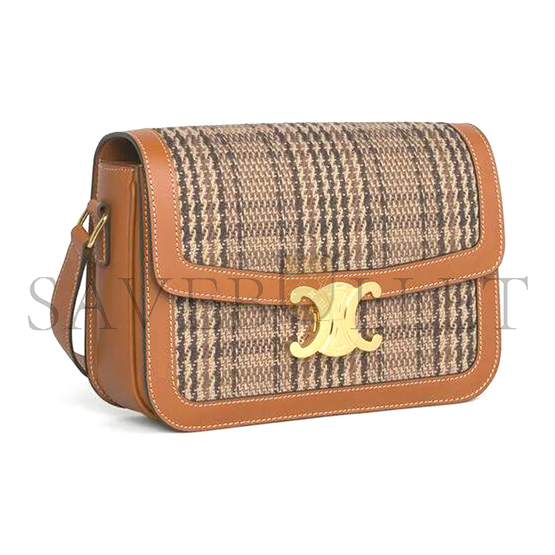 CELINE MEDIUM CLASSIQUE TRIOMPHE BAG IN FABRIC AND CALFSKIN 191242CXX.19RT (22.5*16.5*7.5cm)