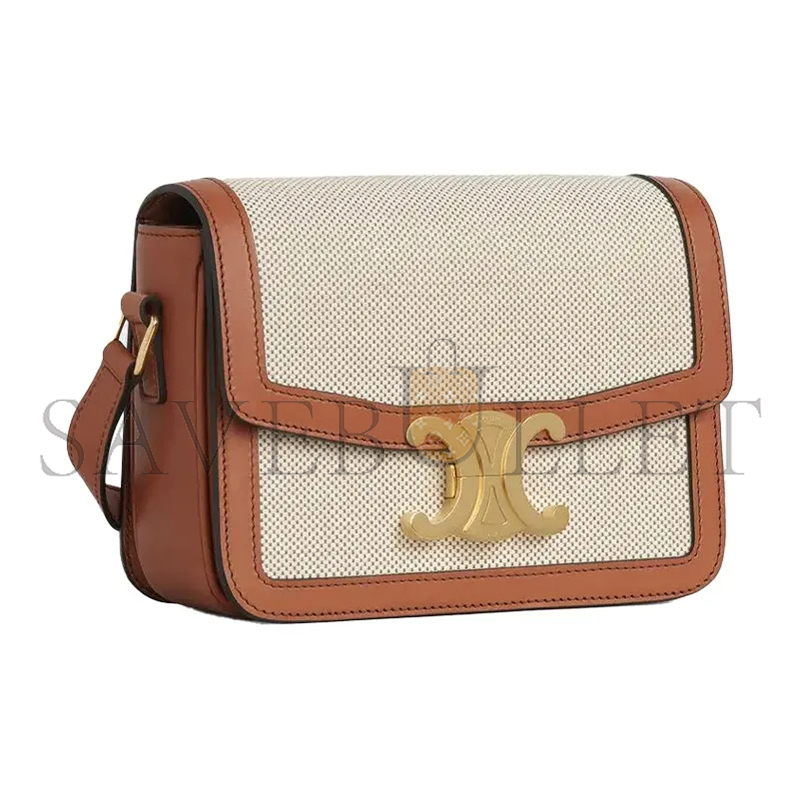 CELINE SMALL TEEN TRIOMPHE BAG IN TEXTILE AND CALFSKIN 188882BGI.04LV (18.5*14*6cm)