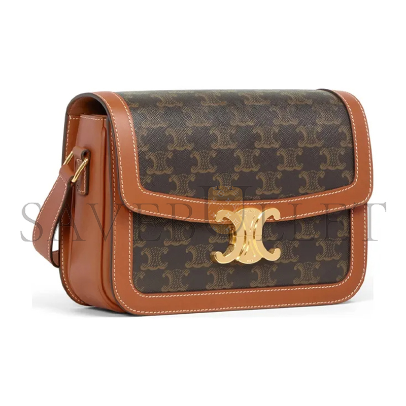 CELINE MEDIUM TEEN TRIOMPHE BAG IN TRIOMPHE CANVAS AND CALFSKIN 191242BZ4.04LU (22.5*16.5*7.5cm)