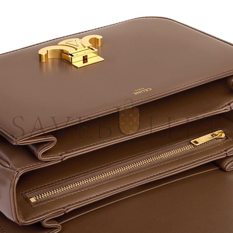 CELINE MEDIUM CLASSIQUE TRIOMPHE BAG IN SHINY CALFSKIN 187363BF4.19BG (22.5*16.5*7.5cm)