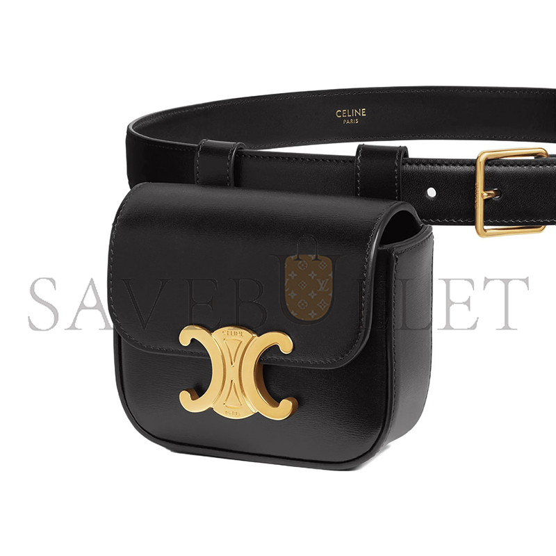 CELINE MINI BELT BAG IN TRIOMPHE  SHINY COW LEATHER 45BCN3AH2.38NO (11*8*4cm)