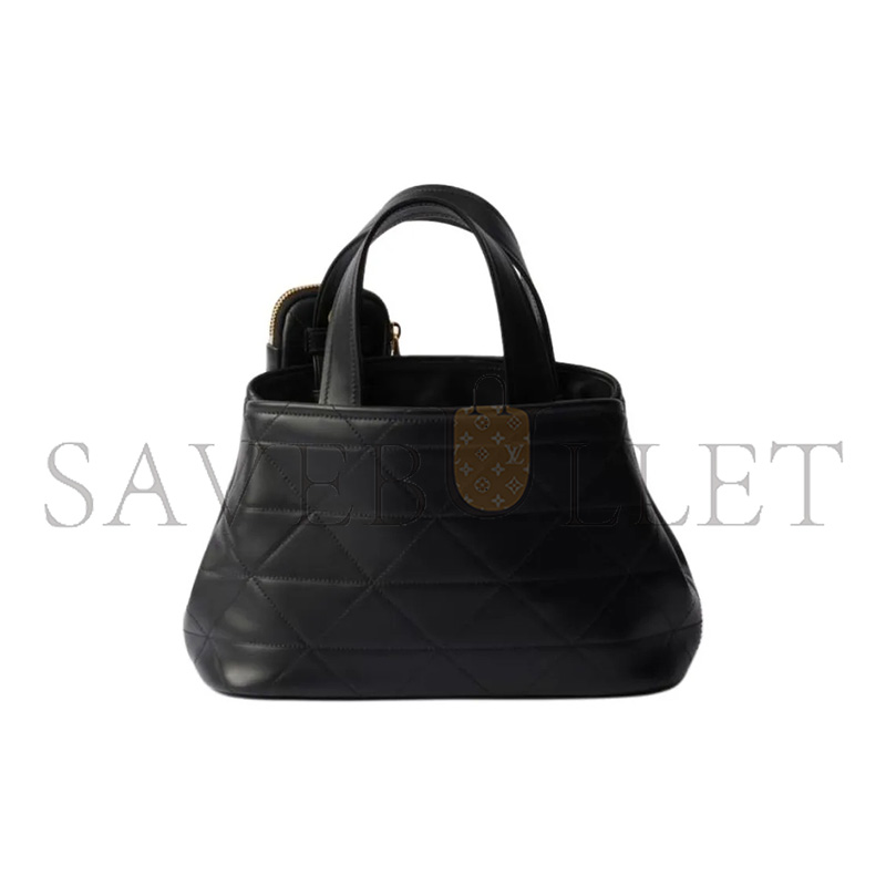 PRADA SMALL LEATHER TOTE BAG WITH STITCHING 1BG548 (26*17*13.5cm) 