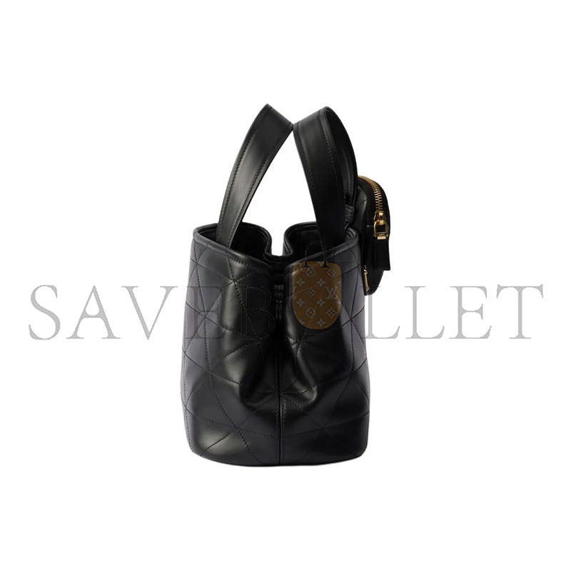 PRADA SMALL LEATHER TOTE BAG WITH STITCHING 1BG548 (26*17*13.5cm) 
