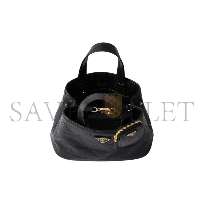 PRADA SMALL LEATHER TOTE BAG WITH STITCHING 1BG548 (26*17*13.5cm) 