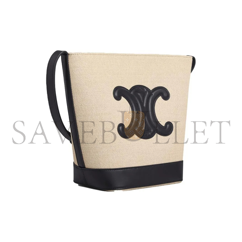CELINE SMALL BUCKET BAG IN CUIR TRIOMPHE CANVAS AND COWHIDE 198242DU7.01VK (30*22*13cm)