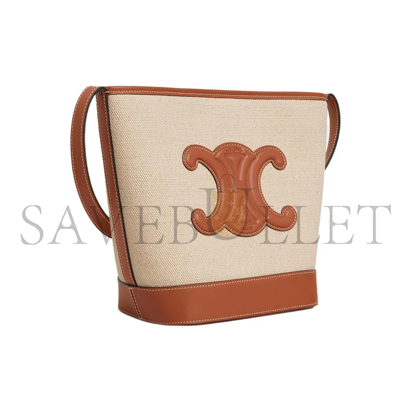 CELINE SMALL BUCKET BAG IN CUIR TRIOMPHE CANVAS AND COWHIDE 198242EFL.02NT (30*22*13cm)